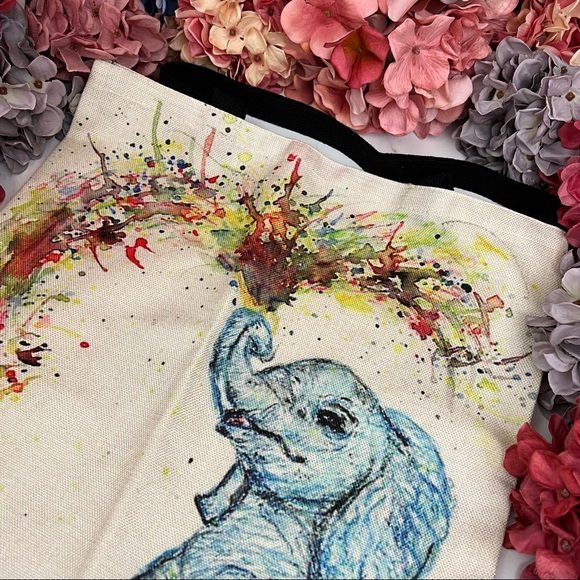 Eco-Friendly Playful Baby Elephant Folding Tote Bag - Picture 8 of 14